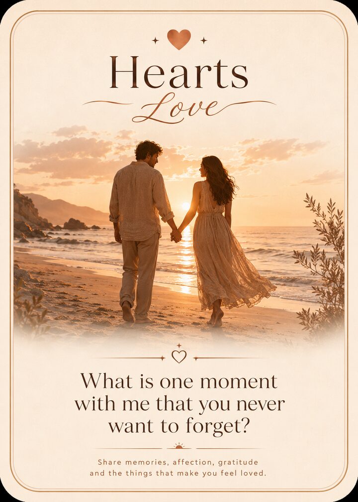 Hearts Love card — couples conversation card game