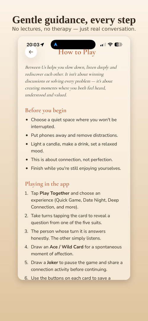 How to play guide for the couples question game